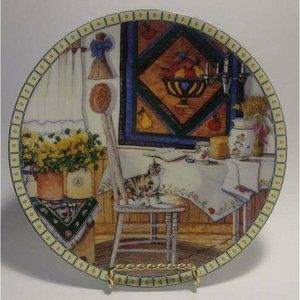 Table Trouble Decorative Plate by Hannah Hollister Ingmire Cozy 1991 w/ Cute Cat